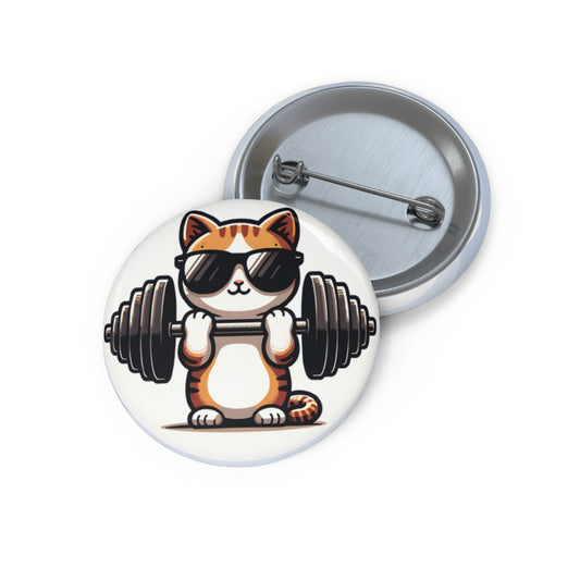 "Never Give Up" Pin – Strength = Progress! 🐱🏋️✨