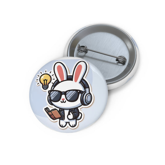 "Know It All" Pin – Smart, Cool, and In Control! 🐰📖😎